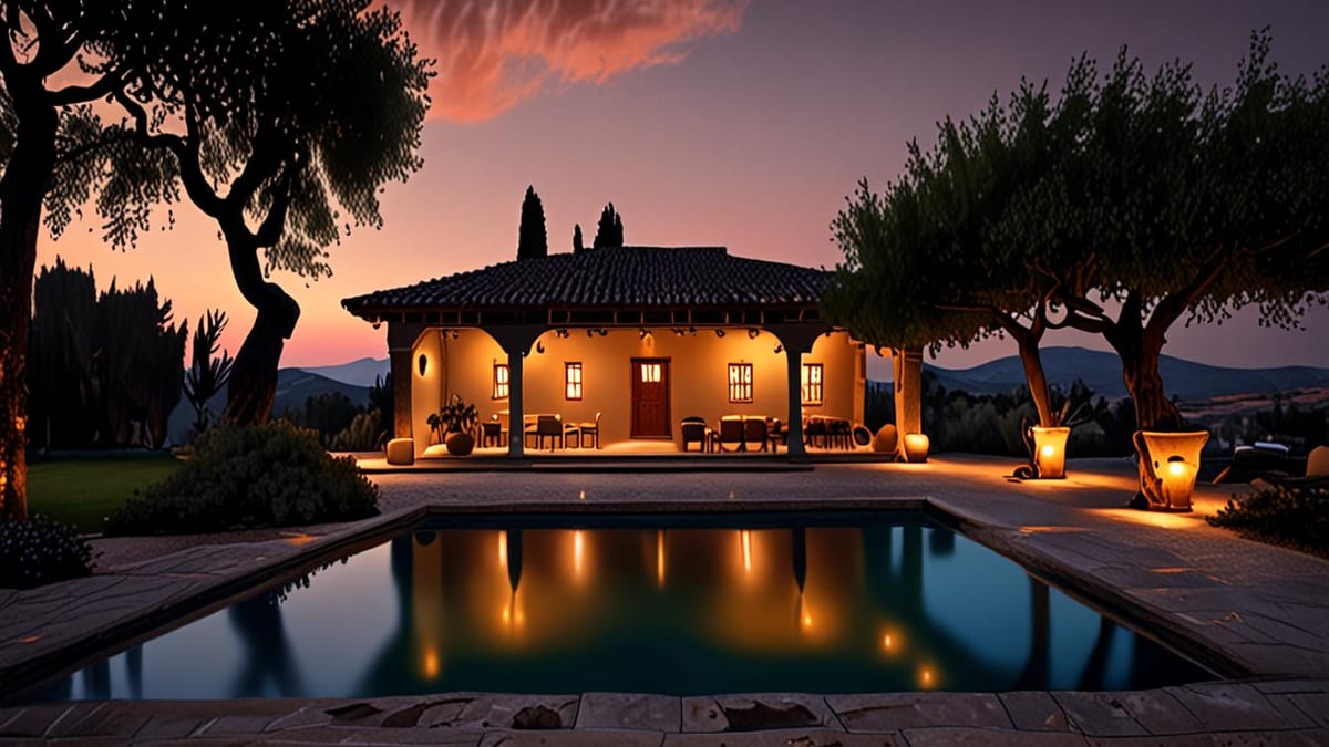 villa with heated pool